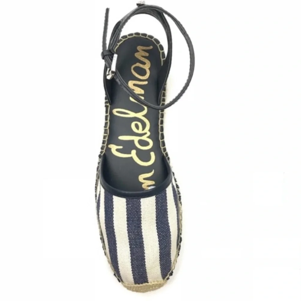 Sam Edelman “Vivian” Striped Espadrille Sandals in Navy and White Sz 6